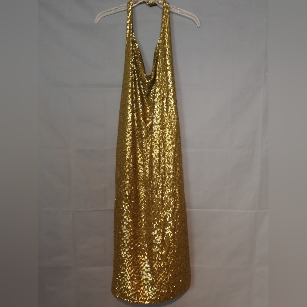 Donna Karan Luxury Vintage Sequins Knit Maxi Dress